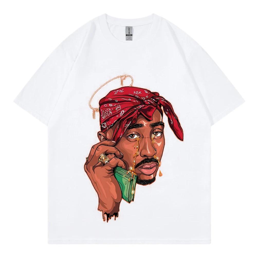 Tupac 남녀공용 빈티지 티셔츠, 힙합 팝 음악 가수 100% 코튼 티셔츠, 90 년대 랩, 스트리트웨어